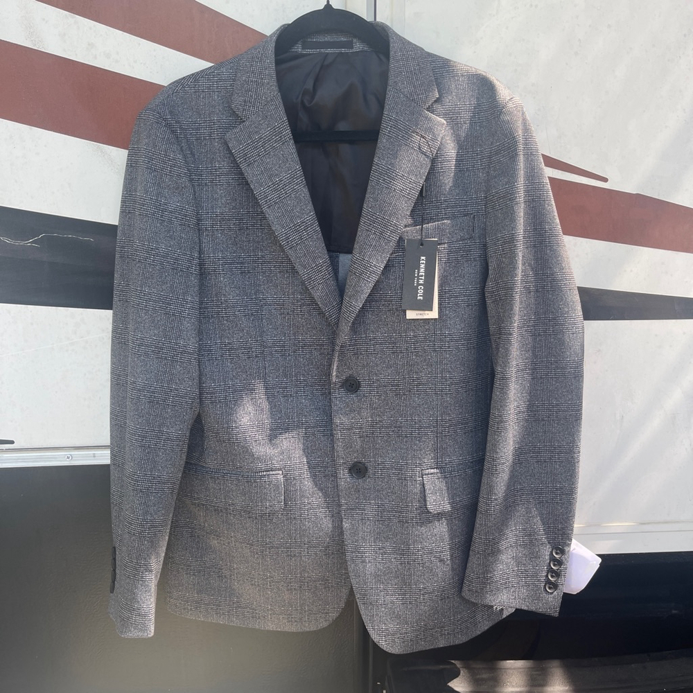 Men's Kenneth Cole Gray Plaid Sport Coat Blazer NWT